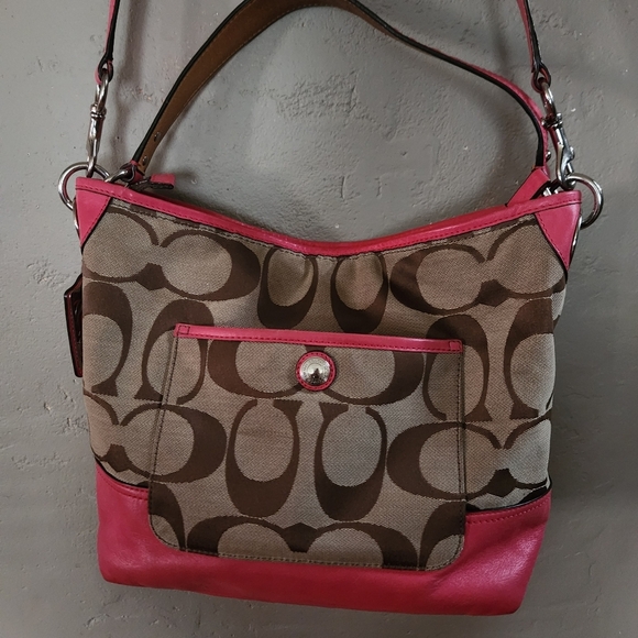 Vintage Coach Hamptons Signature  Crossbody Or Shoulder Bag Watermelon Pink - Picture 2 of 12
